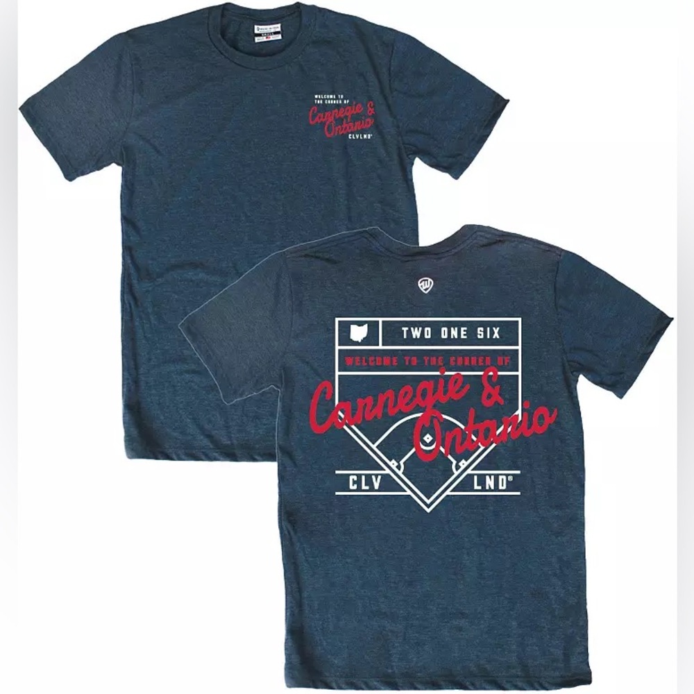 NWOT Where I'm From Adult Cleveland Diamond Navy Blue Red T-Shirt Men’s X-Large